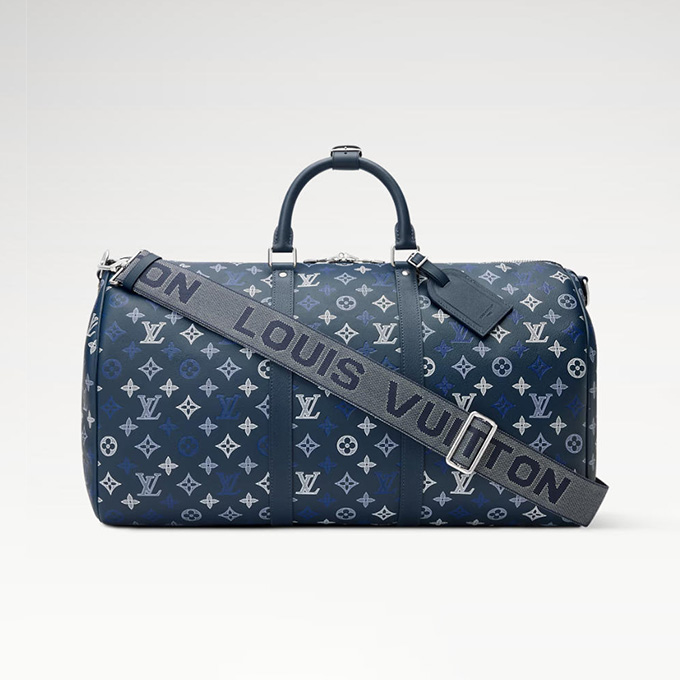 lv louis vuitton keepall bandouliere 50 monogram shadow leather duffle bag #m28836